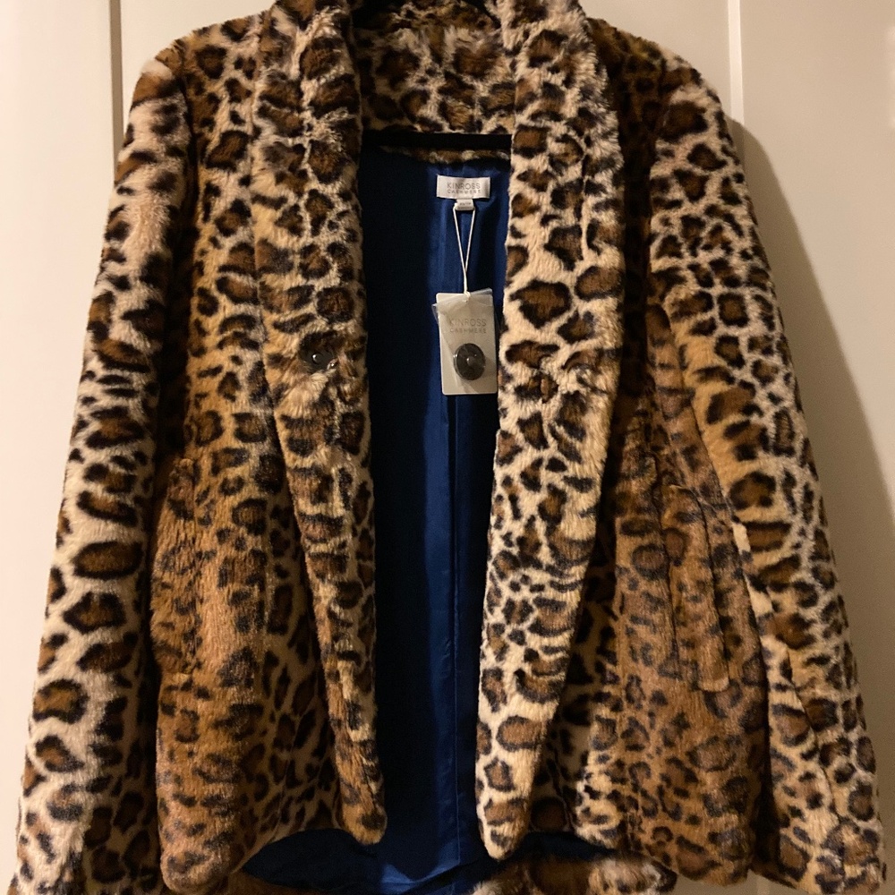 Leopard faux fur cashmere jacket